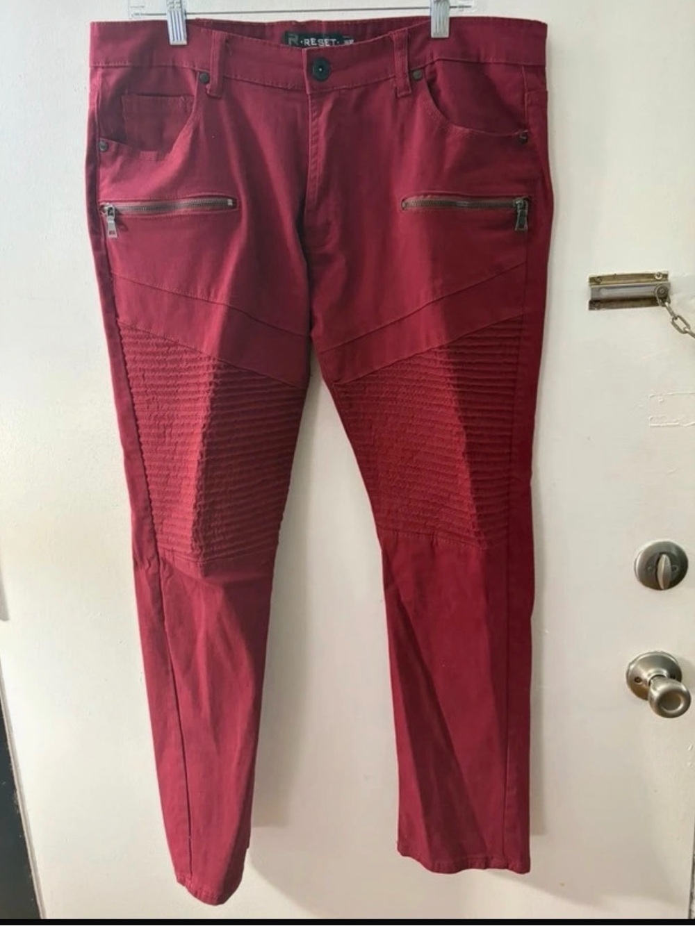 The Reset Slim Moto Jeans in Deep Red